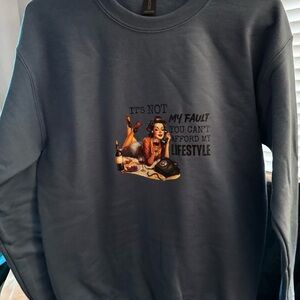 Gildan Dark Gray Graphic Crew Neck Sweater